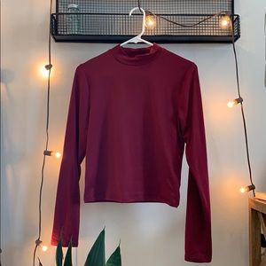 maroon cropped turtleneck